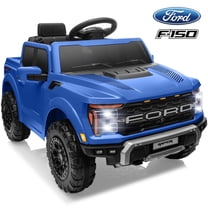 Licensed Ford Raptor F150 12V Kids Electric Car Ride On Toy, Battery Powered Ride on Truck with Remote Control, Lights, Music, 3 Speeds, 4 Wheel Suspension Ride on Car for 3-5 Year Boys Girls, Blue