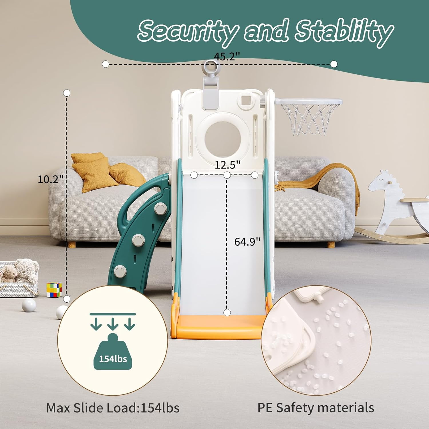 Heyday Sturdy Toddler Slide,6 in1Kids Slide Indoor Outdoor Climber Playground Slide  for Kids  (图4)