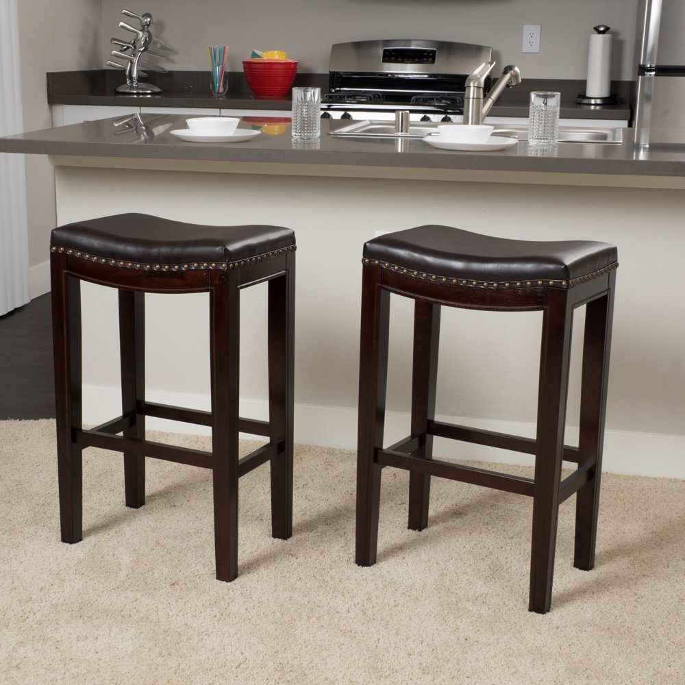 Noble House Brown Backless Bar Stools (Set of 2)