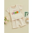 thumbnail image 3 of Boys Easter Baby Shorts Sets 6 12 18 24 Months 2T 3T Toddler Boy Summer Clothes Short Sleeve Letter Embroidery Tops and Solid Color Shorts Sets, 3 of 9
