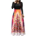 thumbnail image 1 of Vestidos Para Mujer Otoño Árbol de Navidad Estampado Manga Larga Cuello Redondo Vestido Largo Playa Casual Maxi Sundress Odeerbi ODB145591, 1 of 6