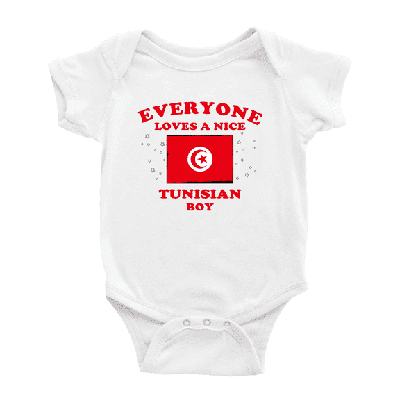 Everyone Loves a Nice Tunisian Boy Cute Baby Bodysuit (White, 3-6 Months)