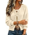 thumbnail image 4 of KICILVS Bow Tie Front Cardigan Women Long Sleeve Soft Knit Cropped Fit Sweater Elastic Cuffs Winter Bolero Top, 4 of 7