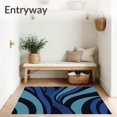 thumbnail image 3 of ODIKA 5'x7' Machine Washable Non-Slip Area Rug, Abstract Ripple Wave Design with Modern Minimalist Touch High Traffic Rug with Pad, Blue, 601366, 3 of 8