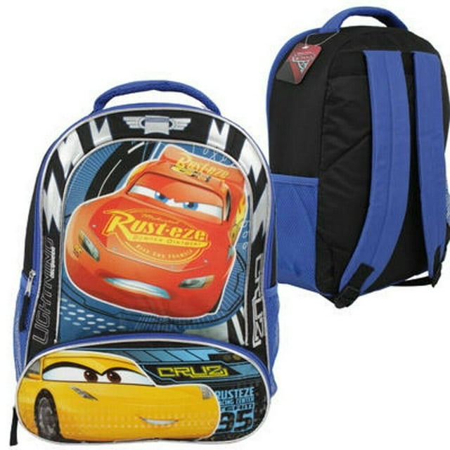 Disney Pixar Cars Rust-Eze School Backpack With Pencil Pouch - Black / Blue