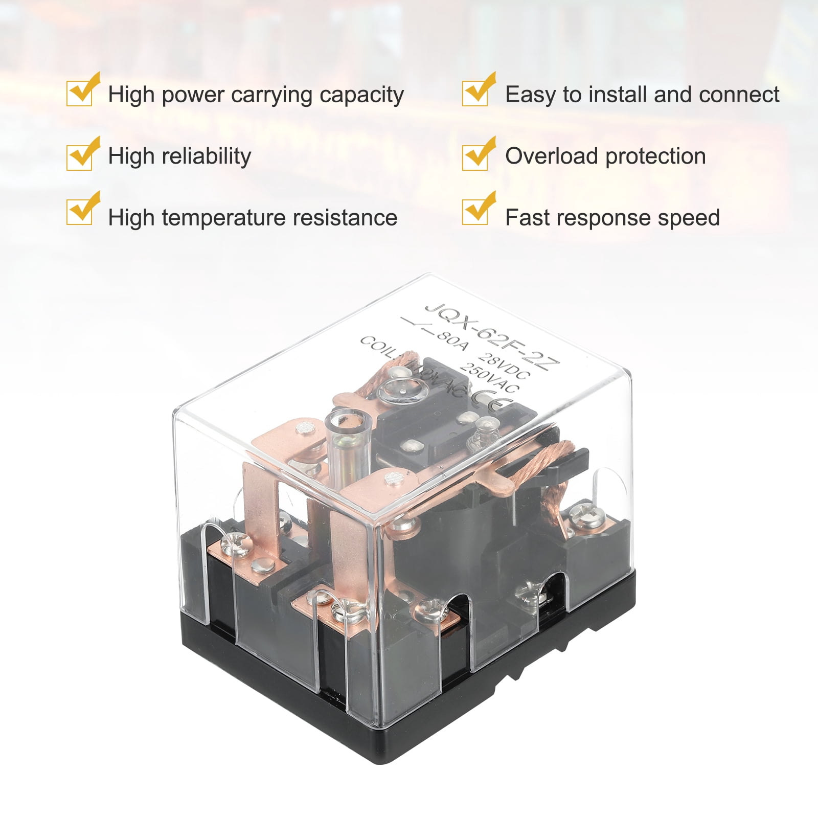 AC110V 80A Electromagnetic Relay, High Power Relay DPDT 2NO 2NC 8 Terminals Din Rail Mounting