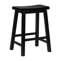 Linon Beamon 24" Sturdy Wood Backless Saddle Seat Counter Stool in Antique Black