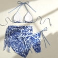 thumbnail image 4 of Trajes de baño para mujer, Trajes de baño para mujer, Conjunto de tres piezas de bikini con lazo degradado y horquilla, Traje de baño, 4 of 7