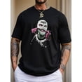 thumbnail image 1 of Camiseta de manga corta con estampado de hombre con mascarilla, cómoda y elástica, ideal para el verano, ideal para el día a día., 1 of 5