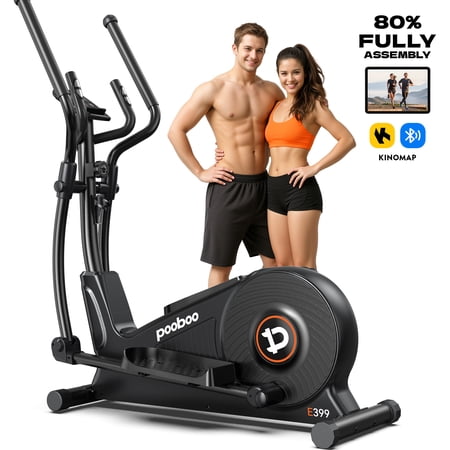 LNOW Pro Magnetic Elliptical Mahicne Nearlly Fully Assembled Build-in Bluetooth Indoor Stationary Exercise Machine 400lbs 16 Resitance with 15.5" Stride Length