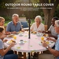 thumbnail image 3 of Round Outdoor Tablecloth with Umbrella Hole and Zipper, Pink Spring Floral Tablecloth with Elastic Waterproof, Daisy Flowers Elegant Farmhouse Art Patio Table Covers for 45" - 54" Picnic Pool Tables, 3 of 9