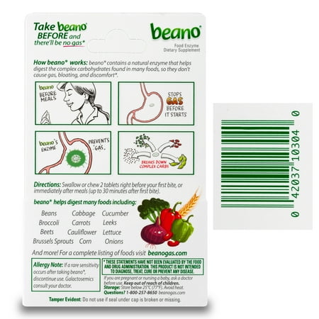 Beano Digestive Enzyme, Gas Prevention & Digestive Enzyme Supplement, 30 Count