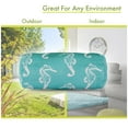 thumbnail image 3 of Indoor Outdoor Teal Sea Horse Round Bolster Decorative Throw Pillow 18.5 in L x 8 in W x 8 in H, 3 of 5