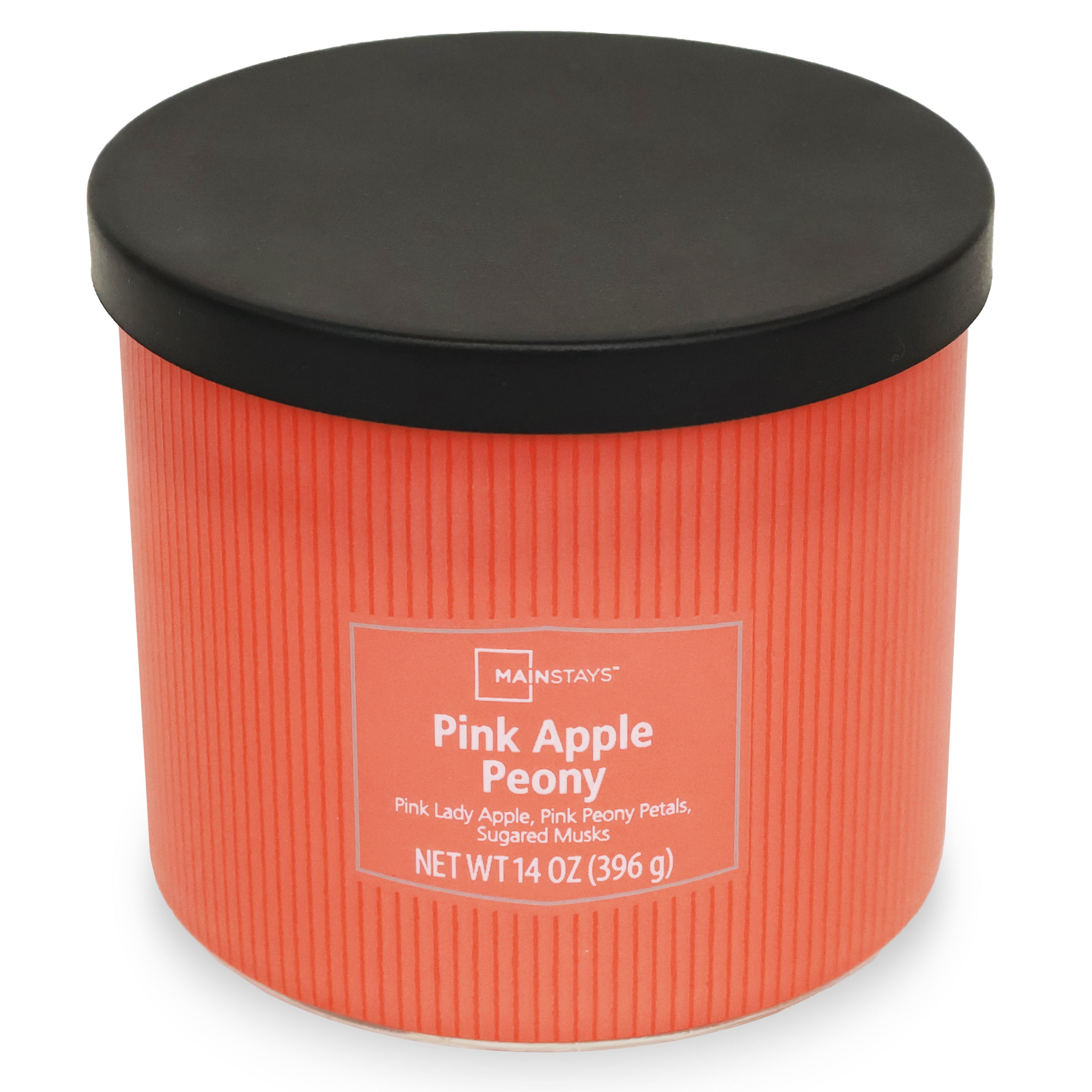 Mainstays Apple Peony Fragrance 3-Wick Textured Wrapped Jar Candle, 14 oz