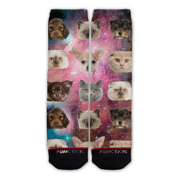 Function - Galaxy Cat and Dog Floating Heads Fashion Sock