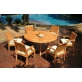 thumbnail image 4 of Grade-A Teak Dining Set: 6 Seater 7 Pc: 60" Round Table And 6 Lagos Arm Chairs Outdoor Patio WholesaleTeak #WMLG3, 4 of 5