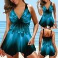 thumbnail image 2 of Women Plus Size Print Strappy Back Tankini Set Two Piece Swimsuits Swimdress, 2 of 9