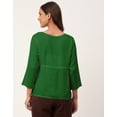 thumbnail image 4 of Moomaya Solid Tie-Up Tops For Women, Quarter Sleeves Round Neck Casual Viscose Top, 4 of 6