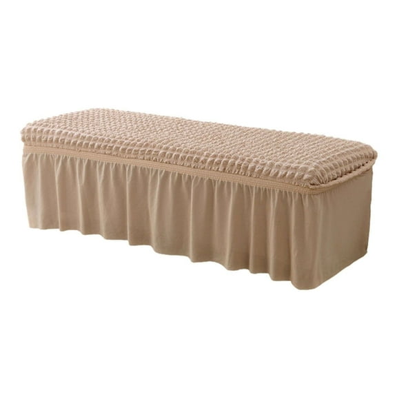LKJYER Stretch Dining Bench Cover, Soft Seersucker Bench Slipcover with Skirt Spandex Removable Washable Dining Room Bench Covers for Banquet Bedroom