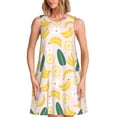 thumbnail image 1 of Easygdp Banana With Leaves para Vestido Transpirable de Mujer, Vestido Suelto de Manga Corta con Pliegues y Bolsillos para el Verano, 1 of 7