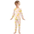 thumbnail image 3 of Yellow Duck Cloud Pattern Cotton Pajamas 2 Piece Set Sleepwear Soft and Comfortable Homewear Nightwear, 3 of 7