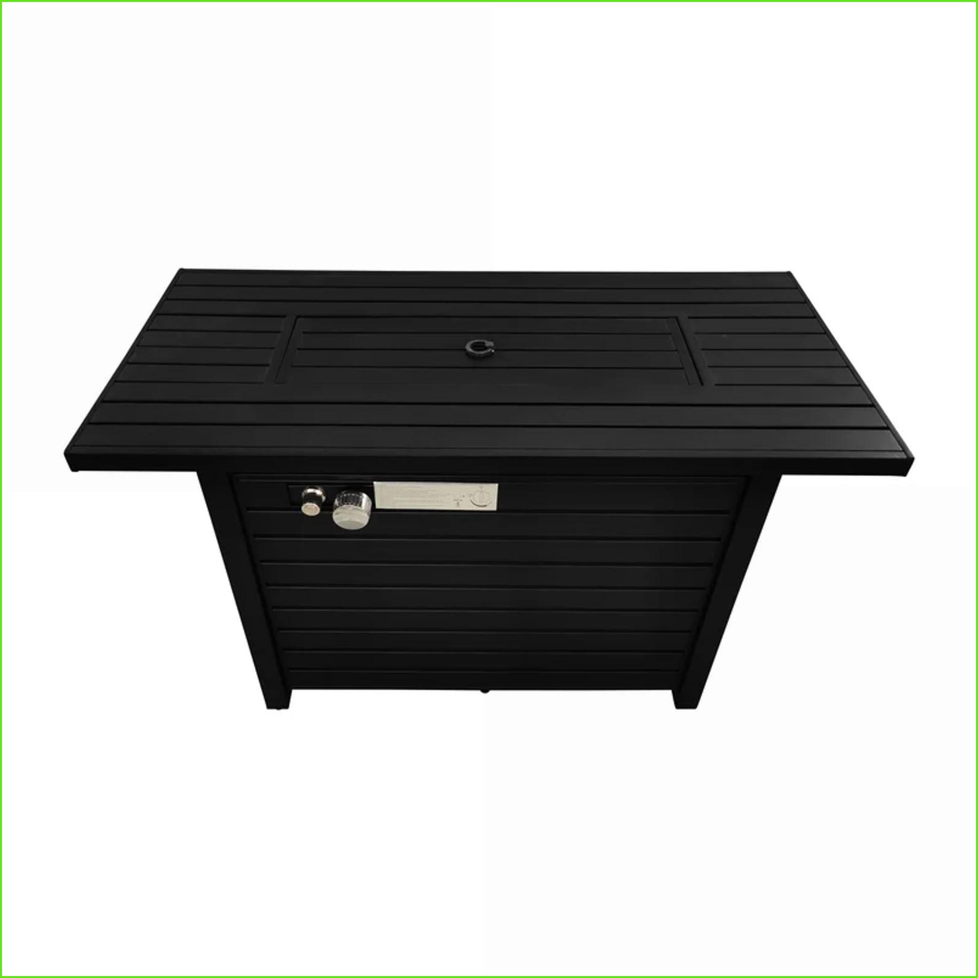 Outdoor Stoves | Parrilla Exterior | Modern Steel 25"H x 42"W Fire Pit Table with Lid for Patio Backyard | Black