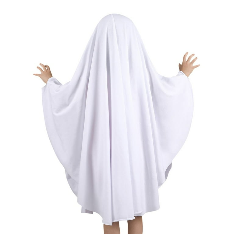 Ghost Halloween Costume for Kids Cosplay Role Play Halloween White Ghost Cloak Halloween Child Fancy Dress Gown Costume for Child Halloween Spooky