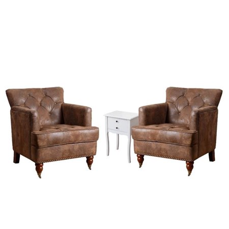 3 Piece Living Room Set With Accent Chairs And White End Table