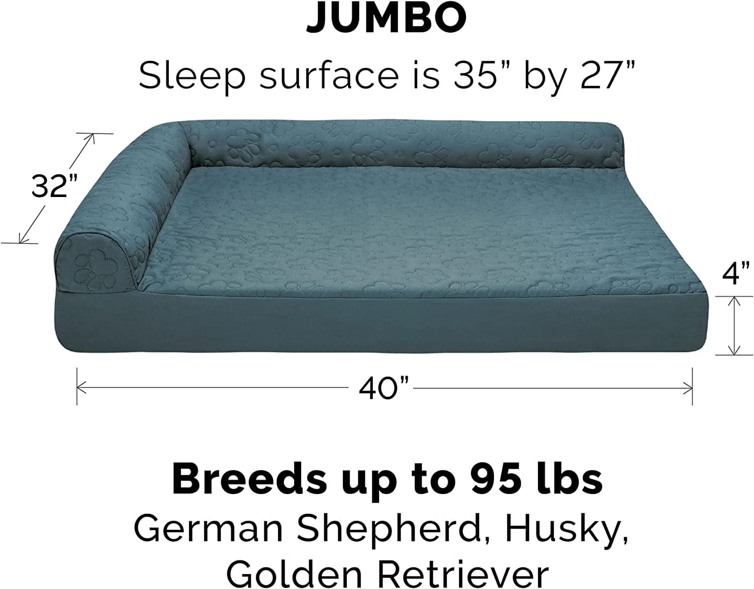 FurHaven Pet Products Paw-Quilted Cooling Gel Memory Foam Deluxe L-Chaise Pet Bed for Dogs & Cats - Bluestone, Jumbo
