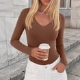 thumbnail image 6 of NominalSnug Long Sleeve Shirts for Women V Neck T Shirts Stretchy Plain Basic Tee Loose Fit Soft Fall Tops, 6 of 8