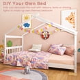 thumbnail image 5 of Costway Twin Size House Bed Frame with Roof Wooden Low Floor Bed No Box Spring Needed White, 5 of 10