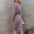 thumbnail image 4 of Vestido de paquete de cadera Paquete de color puro Cadera Un hombro Forma del cuerpo Vestido cruzado con diseño de volantes para mujer Fiesta de verano Púrpura S, 4 of 6