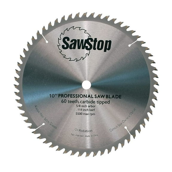 SawStop CB104 184 10 in. 60-Tooth Combination Table Saw Blade