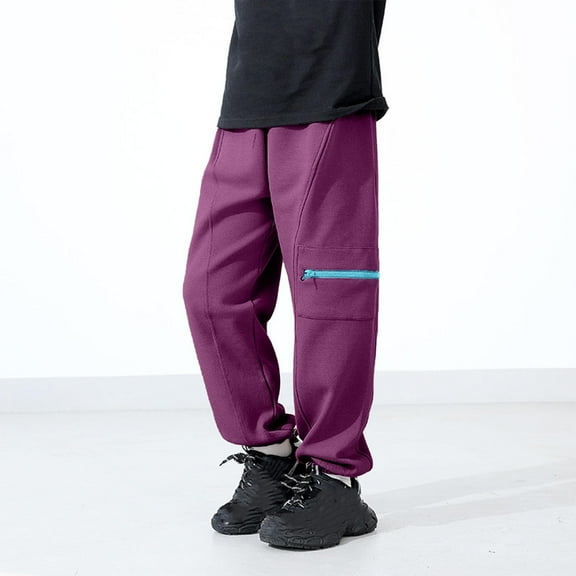 ATOGUTA 5-13 Years Boys Sweat Pants Kids Unisex Soft Outdoor Casual Pull On Jogger Pants with Pockets Athletic Clothes Purple
