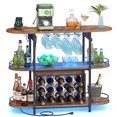 thumbnail image 2 of Bar Cabinets for Home, LED Coffee Bar with Power Outlets, Home Mini Bar for Liquor, Freestanding Wine Rack with Glass Holder, Kitchen, Dining Room, Rustic Brown, 2 of 8
