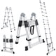 thumbnail image 1 of Yeshouse Escalera telescópica de aluminio con estructura en forma de A, patas antideslizantes y estabilizadores para uso en el hogar, exteriores, techos y jardines, 1 of 7