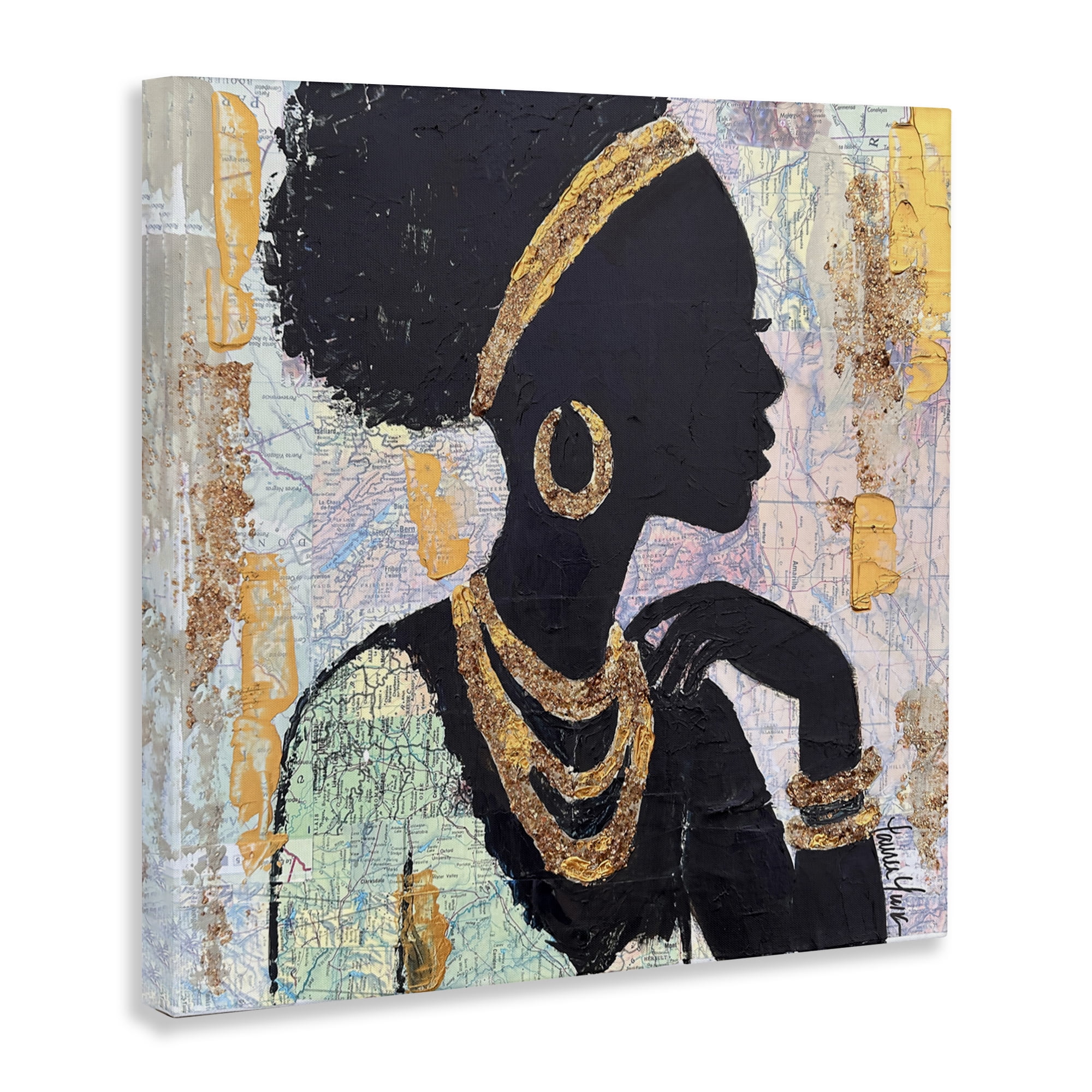 Stupell Industries Jewelry Clad Girl Silhouette Canvas Wall Art, design by Lauren Luna