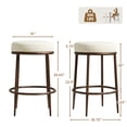 thumbnail image 2 of Morden Fort Hand-Hammered Metal Backless Counter Height Bar Stools Set of 2, Upholstered Cushion Bar Chairs, Compact Stools Set for Kitchen Island, Adjustable Footrests, Bronze, 2 of 9