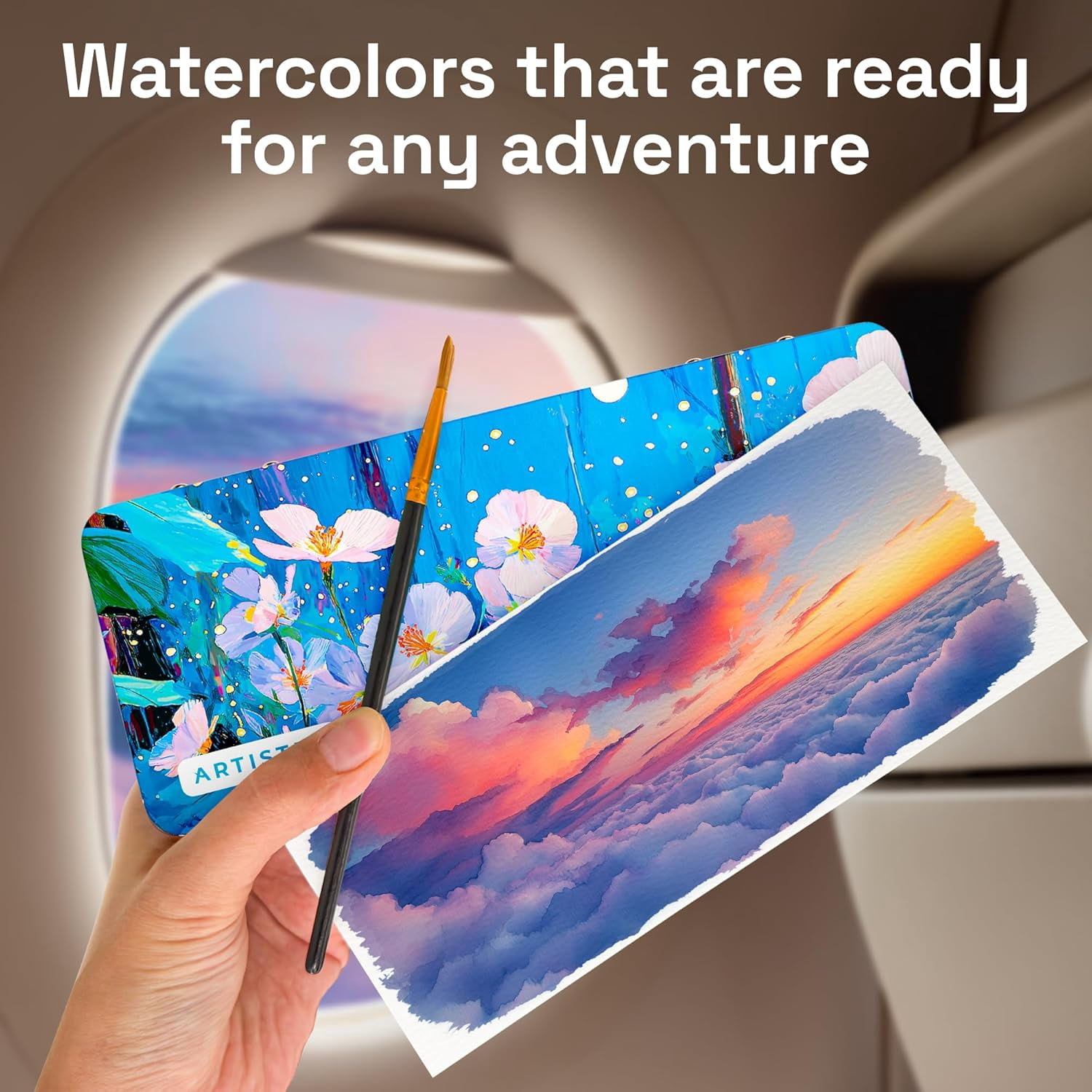 100 Color Watercolor Paint Set - Portable Paint Art Kit with Palette and Brush Pens - Travel Water Color Set for Adults, Professionals, Kids - Art and Painting Supplies - Gift Idea