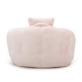thumbnail image 5 of Giant Bean Bag Chair with Footstool, Oversized Faux Fur Shell-Shaped Sofa for Adults & Kids, Pre-Filled High-Density Foam Gaming & Reading Accent Chair for Living Room & Bedroom, Pink, 5 of 8