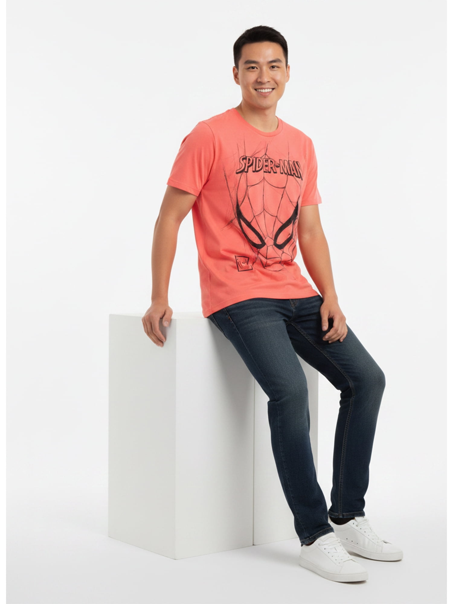 Marvel Spider-Man, Men's & Big Men's Graphic Tee, Sketch Face, Sizes S-3XL