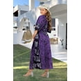 thumbnail image 5 of HAPPY BAY Women's Summer Batik Caftan House Dashiki Dress Kaftan Loungewear Nightshirts for Women Sleepwear 2X-3X Purple, Floral, 5 of 5