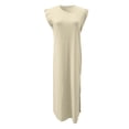 thumbnail image 4 of 2025 Vestido largo sin mangas con abertura para mujer: vestido camisero informal y holgado con bolsillos laterales, cuello redondo, tejido ligero, ideal para el verano, tallas S-XXL, 4 of 4