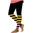 thumbnail image 2 of DDAPJ pyju Bee Day Leggings for Women Casual Striped Tights Tummy Control High Waisted Yoga Pants Buttery Soft Casual Milk Silk Legging Yellow#1 XL, 2 of 5