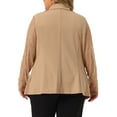 thumbnail image 3 of Unique Bargains Women's Plus Size Work Notch Lapel Lace Front Blazers Jackets 4X Khaki, 3 of 6