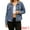 Blue, variant on Unique Bargains Women's Jean Jacket Long Sleeve Button Up Denim Jackets S Blue