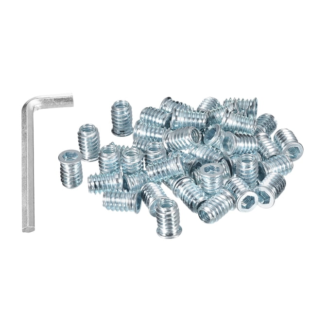 Unique Bargains 5/16-18 x 20mm Threaded Inserts Nuts, 50 Pack Wood Insert Nuts with Hex Wrench
