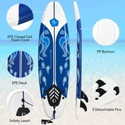 Topbuy 6' Surfboard Inflation-free Long Surfing Board with Safety Leash White