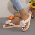 thumbnail image 3 of Flip Flops for Women Platform Flower Sandals Nonslip Yoga Mat Arch Support Slip on Slides Comfy Lightweight Beach Shoes White Size 10.5, 3 of 8