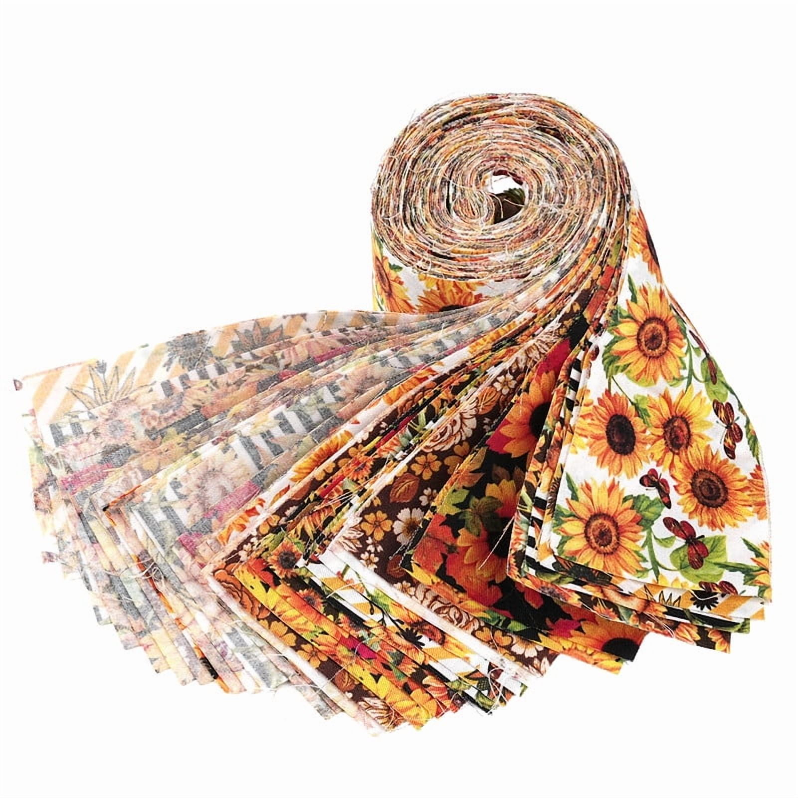 40PCS Sunflower Quilting Fabric Roll 2.5x39 Inches (6.5x100 cm) Fabric Jelly Patchwork Precut Strips Bundles for Holiday Materials Craft DIY Sewing Cloths（Sunflower）